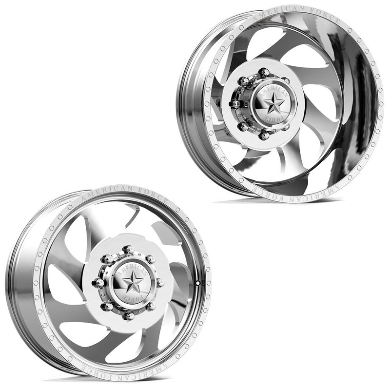 22x8.25 American Force DB05 Slab Polished PRE-99 FORD DUALLY Wheels 8x6.5 Set of 6 (Fits up to 12.50 tire)
