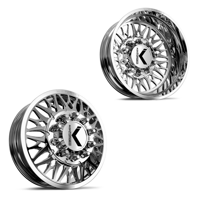 22x8.25 KG1 Forged KD014 Trident-D Polished 05-UP FORD Wheels 8x200 Set of 6 (Lug Nuts/Adapters Included) Fits UP to 13.50 tire