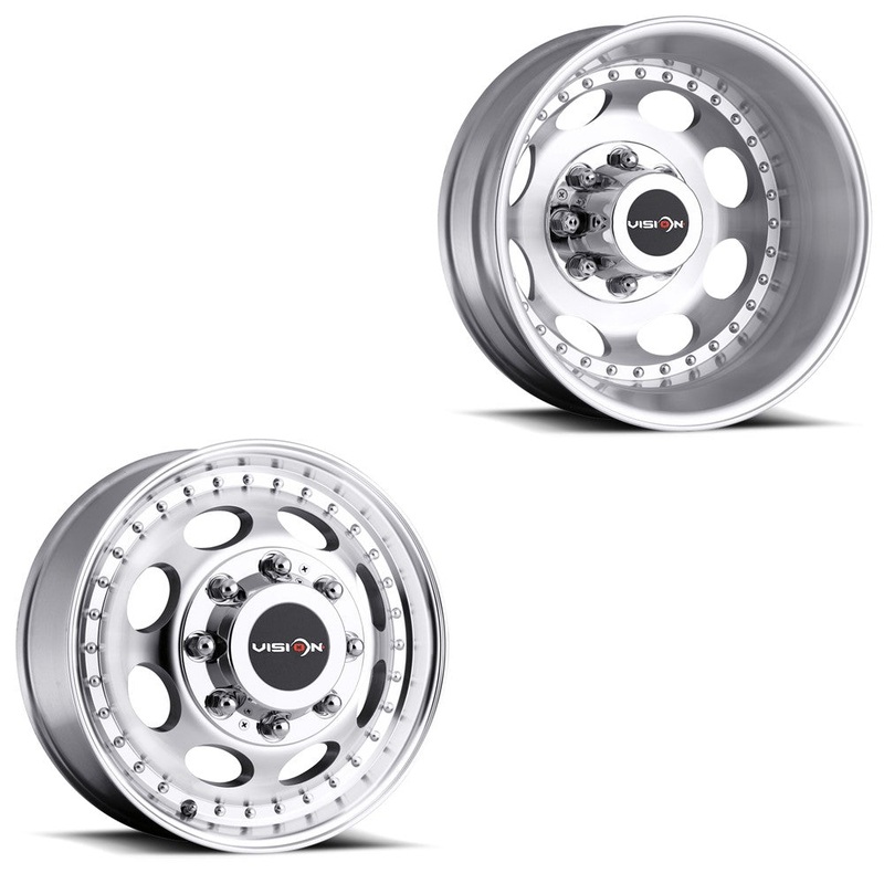 17x6.5 Vision 181 Hauler Machined 05-UP FORD 19-UP DODGE DUALLY Wheels 8x200 Set of 4 (Fits Stock Tire Sizing)
