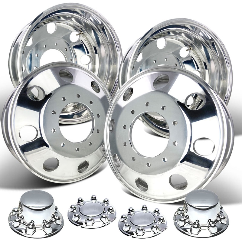 19.5x6.75 Northstar Mirror Polished Wheel Kit  Fits 2005+ Ford F53 & F600 Chassis (10x225mm, 4 Wheels)