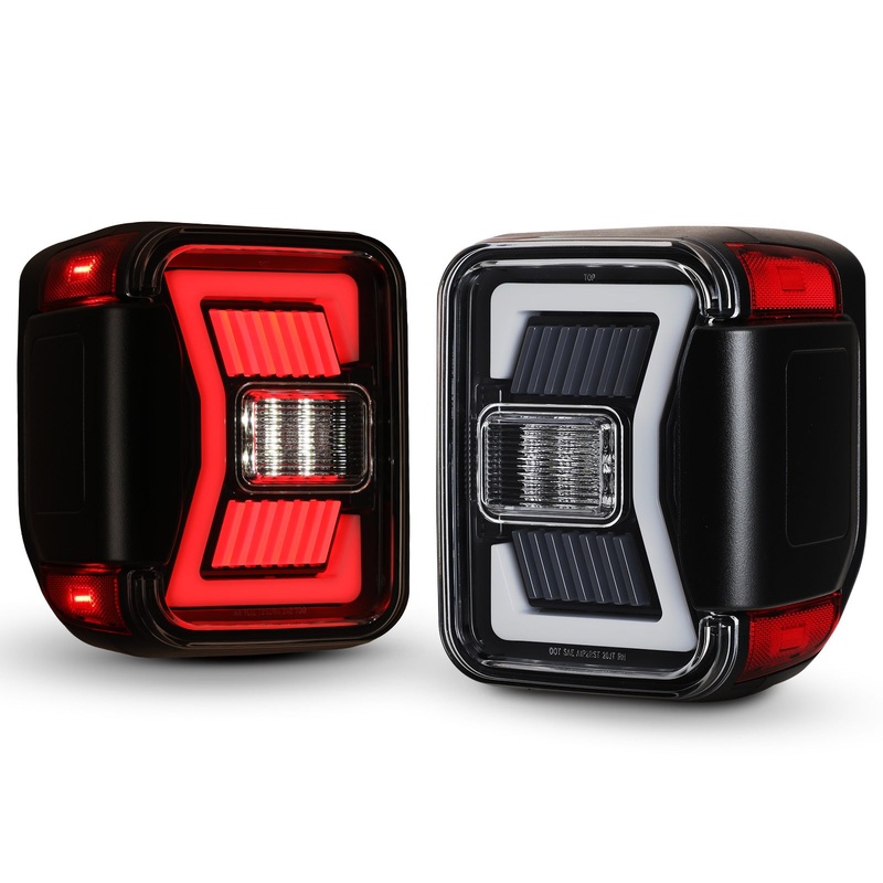 For 2019-2025 Jeep Gladiator JT LED Sequential Tail light - Gloss Black/Clear