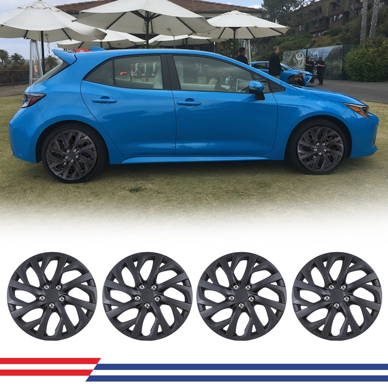 WINJET 16' Hubcaps Wheel Rims Cover for 2009-2024 TOYOTA COROLLA/2009-2014 TOYOTA MATRIX - Matte Black (With Decorative Screws)