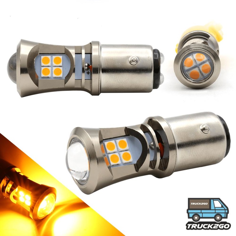 SYNETICUSA 1157 Turn Signal, Daytime Running DRL LED Projector Light Bulbs - Amber Yellow
