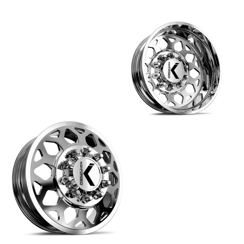 22x8.25 KG1 Forged KD006 Blitz Polished 11-UP GM DUALLY Wheels 8x210 Set of 6 (Lug Nuts/Adapters Included) Fits UP to 13.50 tire