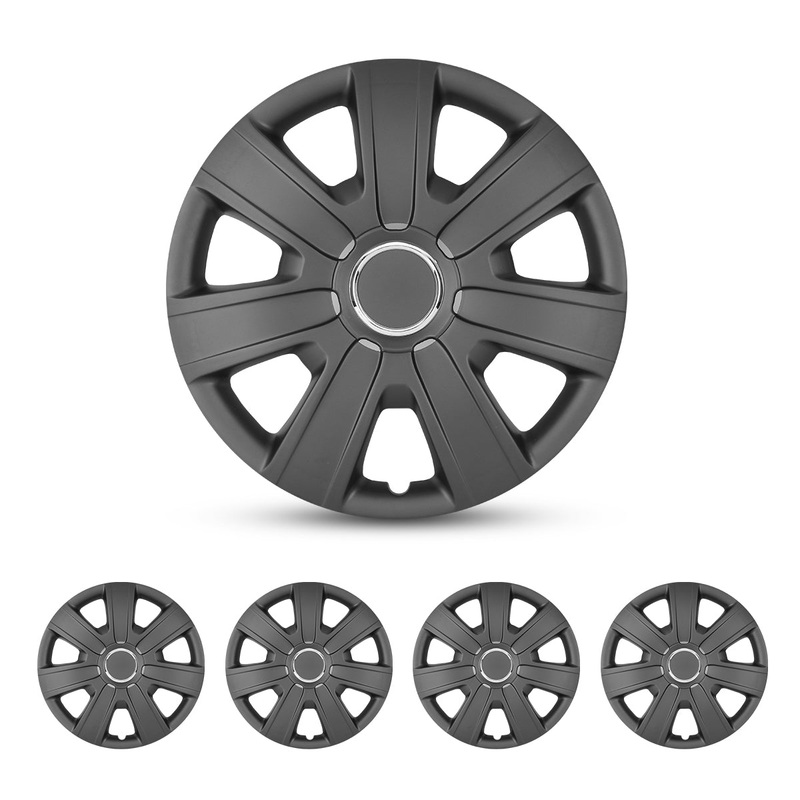WINJET 15 inch Hubcaps Wheel Covers 5076 - Matte Black