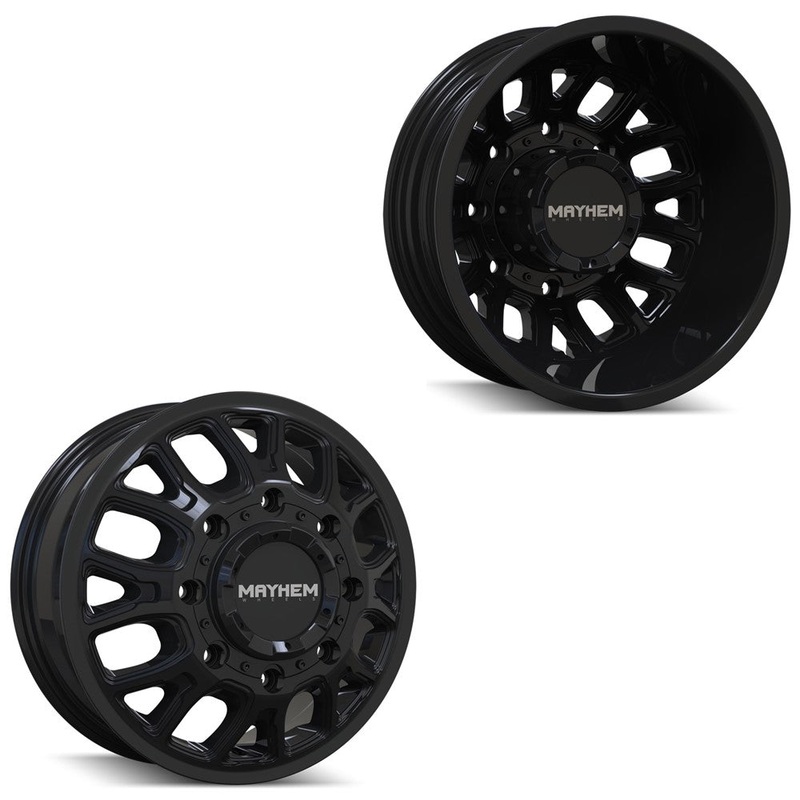 17x6.5 Mayhem 8107D Cogent Gloss Black 11-UP GM DUALLY Wheels 8x210 Set of 4 (Fits Stock Tire Sizing)