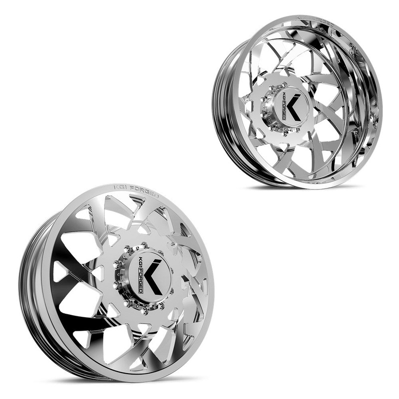22x8.25 KG1 Forged KD008 Orbital Polished 05-UP FORD 19-UP DODGE DUALLY Wheels 8x200 Set of 6 (Fits UP to 12.50 tire)