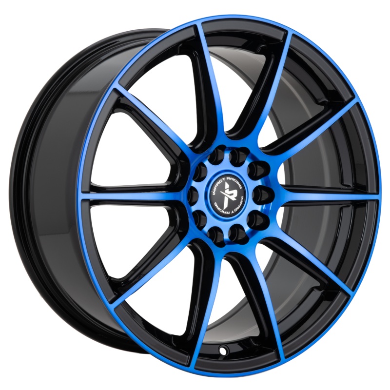 Impact Racing 18X8.0 Wheel |5X120/114.3 PCD |38mm Offset |73.1mm CB Gloss black with blue Machined face Rims