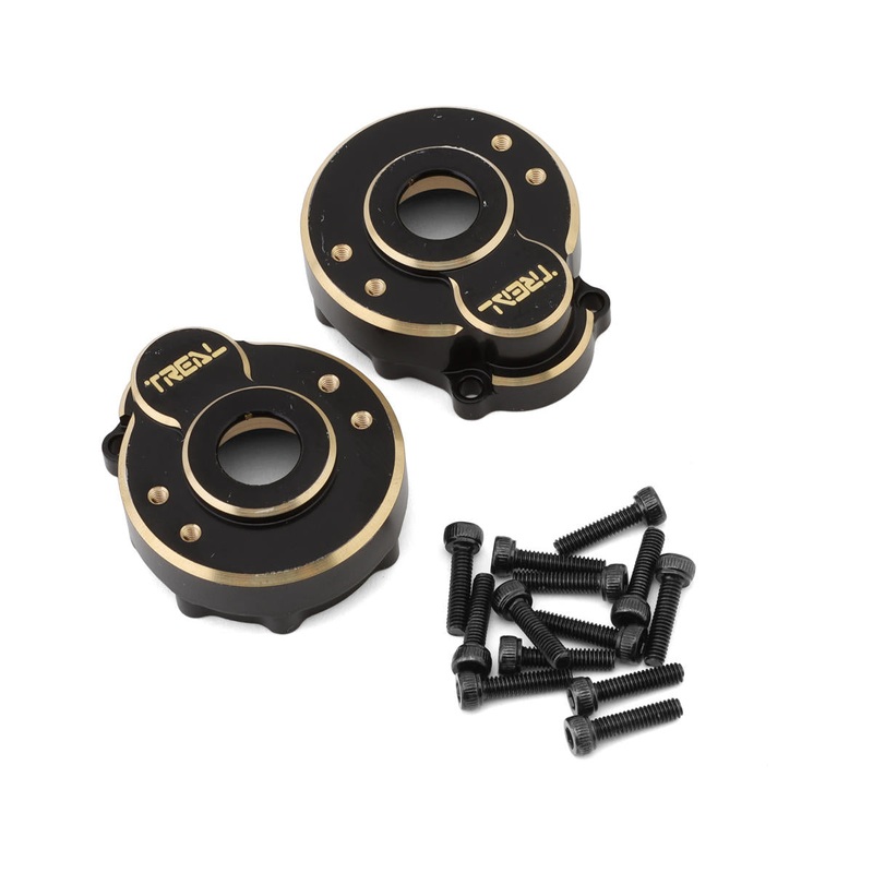 Treal Hobby Heavy Brass Outer Portal Housing Covers for Traxxas TRX-4 (Black) (2) (42g)