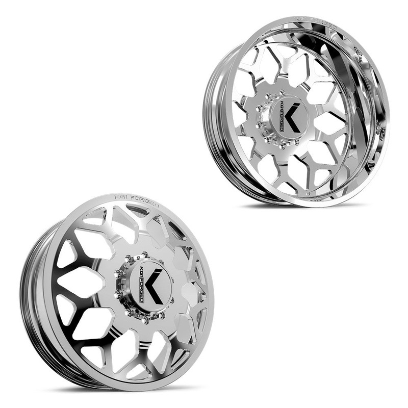 26x8.25 KG1 Forged KD016 Luxor Polished 05-UP FORD 19-UP DODGE DUALLY Wheels 8x200 Set of 6 (Fits UP to 12.50 tire)
