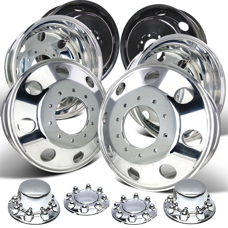 19.5x6.75 Northstar Mirror Polished 6-Wheel Kit  Fits 2012+ Ram 4500/5500 & 2005+ Ford F450/F550 (10x225mm)