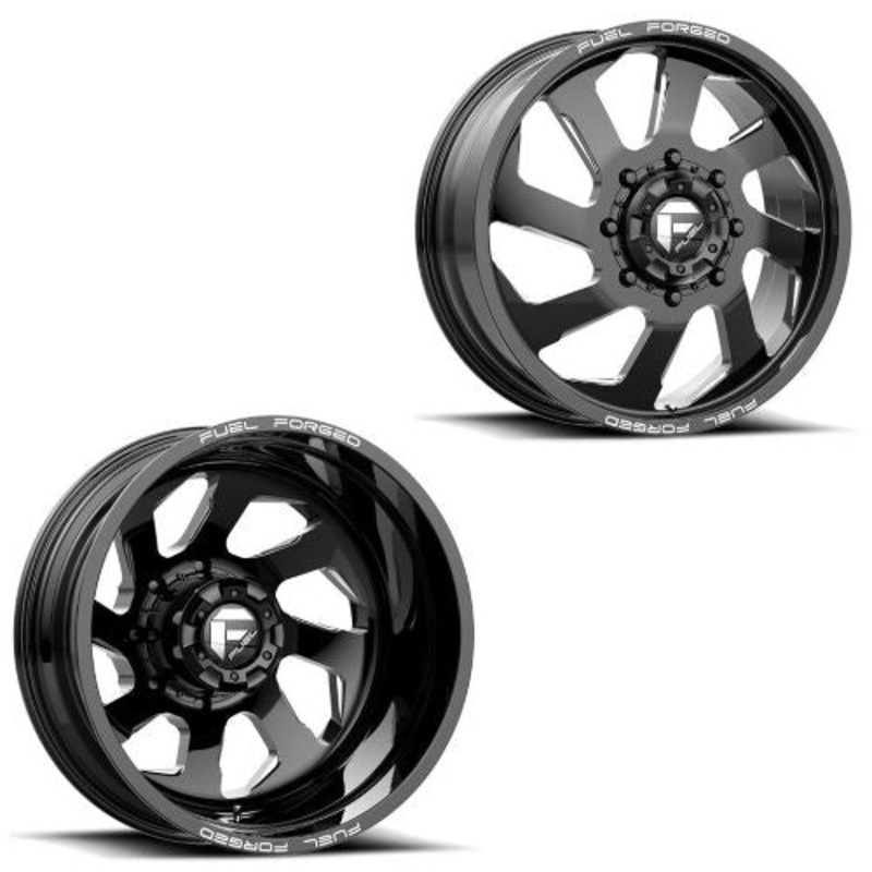 20x8.25 FF39D Fuel Forged Gloss Blk Mill 05-UP FORD 19-UP DODGE DUALLY Wheels 8x200 Set of 6 (Fits UP to 12.50 tire)