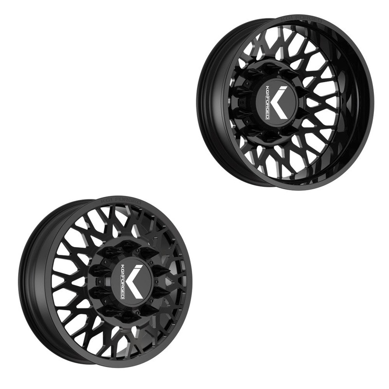 22x8.25 KG1 Forged KD019 Torture-D Gloss Black 11-UP GM DUALLY Wheels 8x210 Set of 6 (Lug Nuts/Adapters Included) Fits UP to 13.50 tire