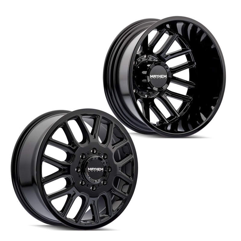 20x8.25 Mayhem 8107D Cogent Gloss Black 05-UP FORD 19-UP DODGE DUALLY Wheels 8x200 Set of 6 (Fits UP to 12.50 tire)