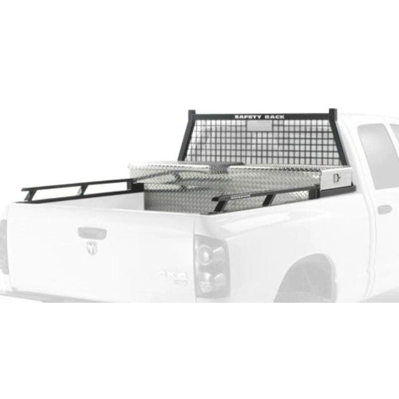 RealTruck Backrack Hardware Kit Compatible with use w/ 21" Toolbox, Black, No Drill | 30108TB | Compatible with Toyota Tundra 2000-2007