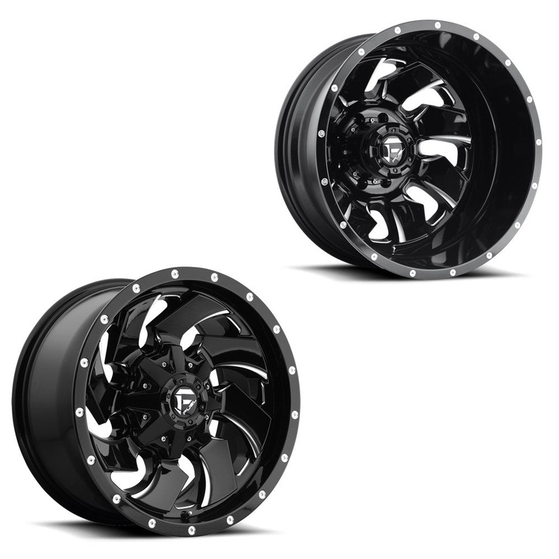 20x10 Fuel D574 Cleaver Gloss Black Milled 19-UP DODGE DUALLY SUPER SINGLE Wheels 8 Lug Set of 6 (Fits UP to 12.50 tire)
