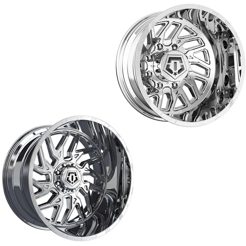 20x12 TIS 544C Chrome Plated 19-UP DODGE DUALLY SUPER SINGLE Wheels 8 Lug Set of 6 (Fits UP to 12.50 tire)