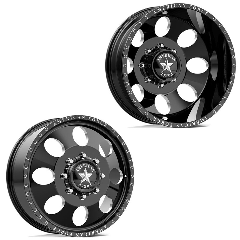 20x8.25 American Force DB01 Radial Gloss Black Milled 99-04 FORD DUALLY Wheels 8x170 Set of 6 (Fits up to 12.50 tire)