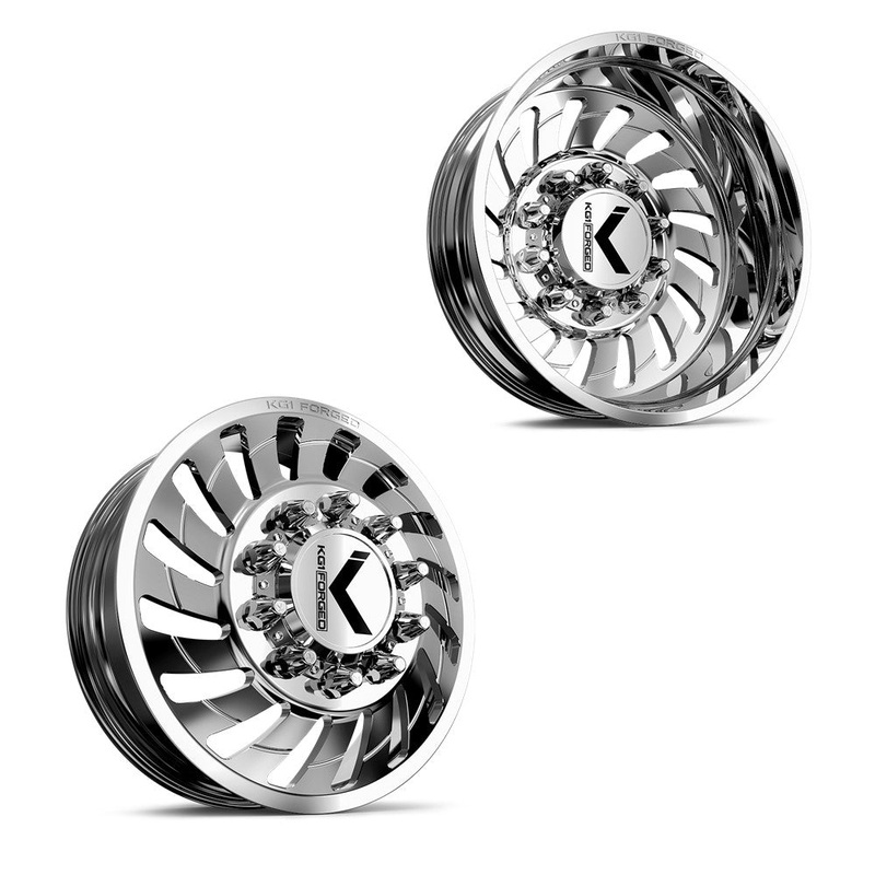 22x8.25 KG1 Forged KD005 Razor DIRECTIONAL Polished 05-UP FORD 19-UP DODGE DUALLY Wheels 8x200 Set of 6 (Fits UP to 12.50 tire)