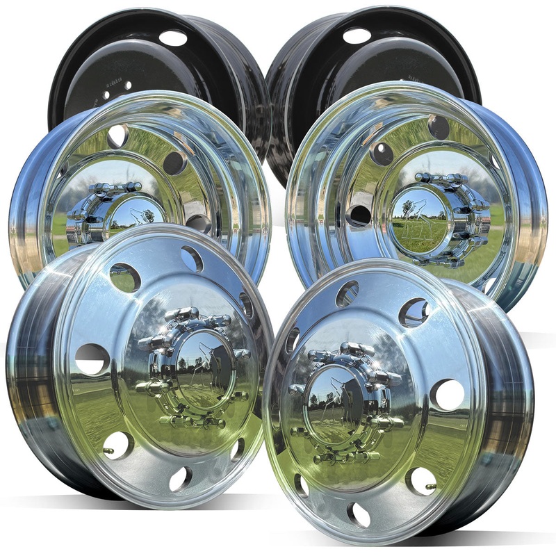19.5x6.00 Northstar Mirror Polished Both Sides Chevy/GMC 3500 DRW 8X210m Kit (2011-Present)