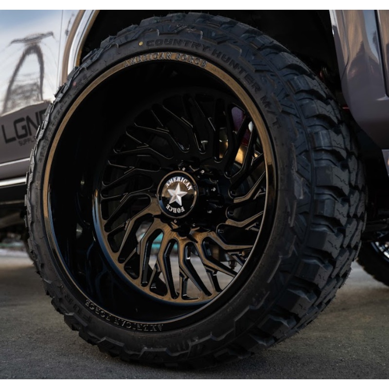 2025 GMC Denali Ultimate 2500 - American Force Swang Concave Wheels Pre-Mounted on Fury Country Hunter M/T Tires