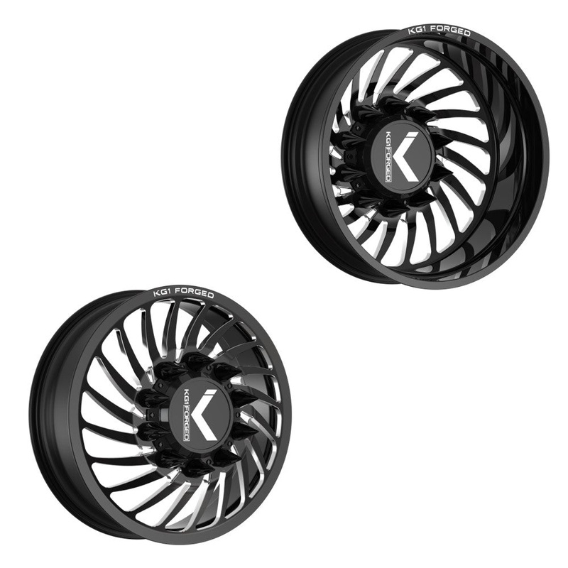 22x8.25 KG1 Forged KD023 Bender-D Gloss Black Premium Milled 19-UP DODGE DIRECTIONAL DUALLY Wheels 8x200 Set of 6 (Lug Nuts/Adapters Included) Fits UP to 13.50 tire
