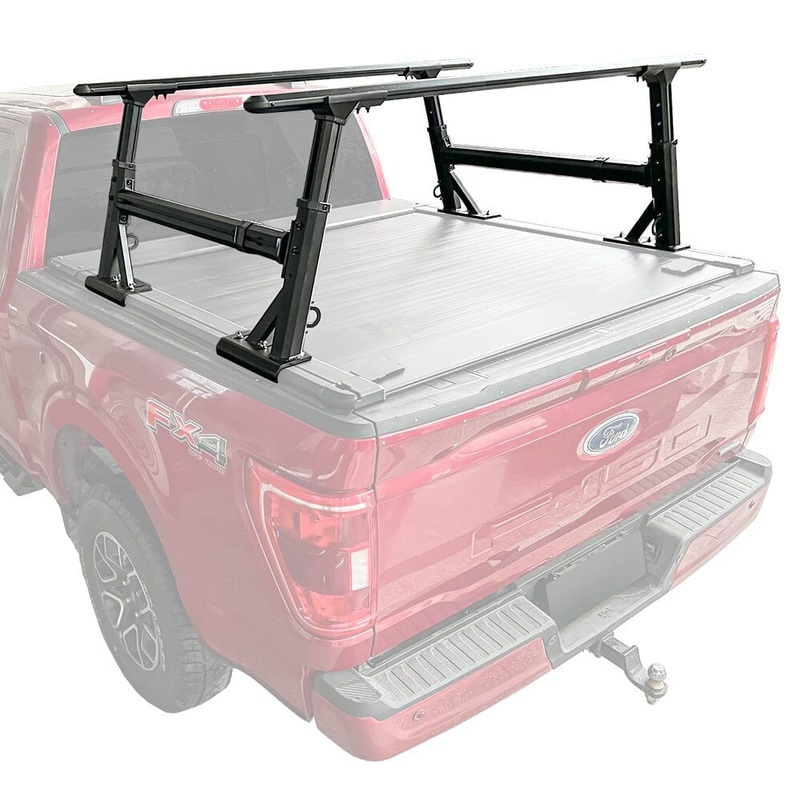 Bed Racks I SYNETICUSA R1S Aluminum Adjustable Heavy-Duty (T-Slot Track Insert)  Truck Bed Ladder Rack (Fits 5' to 5'10 Truck Bed Length Only)