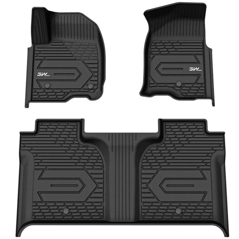 3WLINERS 2019-2025 GMC Sierra 1500 / 2500HD / 3500HD Crew Cab TPE Material & All-Weather Protection Floor Mats