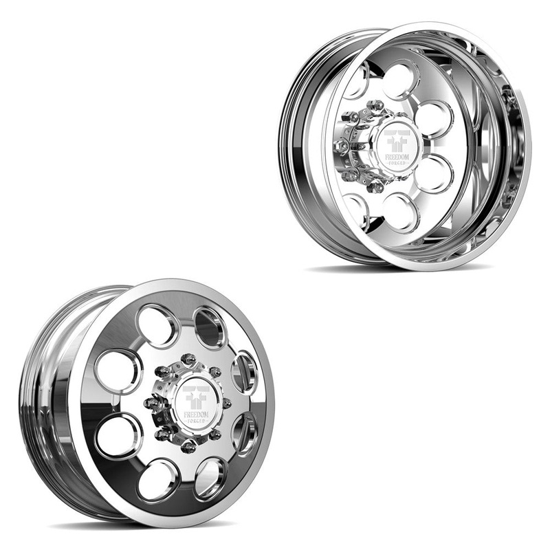 22x8.25 Freedom Forged FF01 Founder Polished 11-UP GM DUALLY Wheels 8x210 Set of 6 (Fits UP to 12.50 tire)