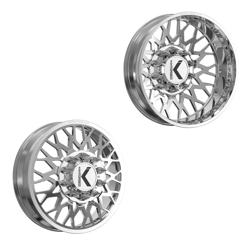 22x8.25 KG1 Forged KD019 Torture-D Polished 11-UP GM DUALLY Wheels 8x210 Set of 6 (Lug Nuts/Adapters Included) Fits UP to 13.50 tire