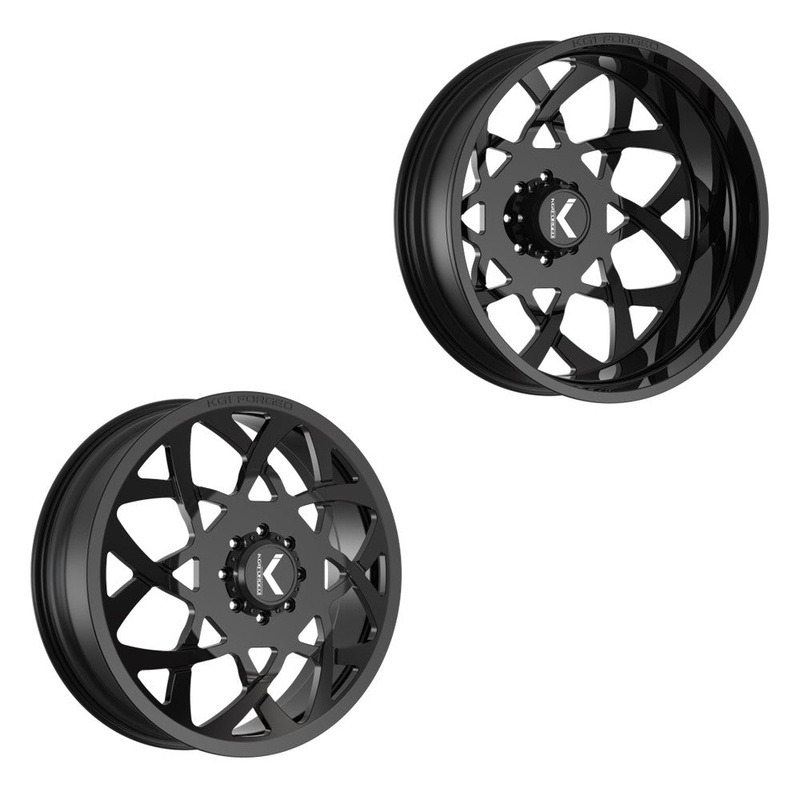 22x8.25 KG1 Forged KD008 Orbital Gloss Black 05-UP FORD 19-UP DODGE DUALLY Wheel 8x200 Set of 6 (Fits UP to 12.50 tire)