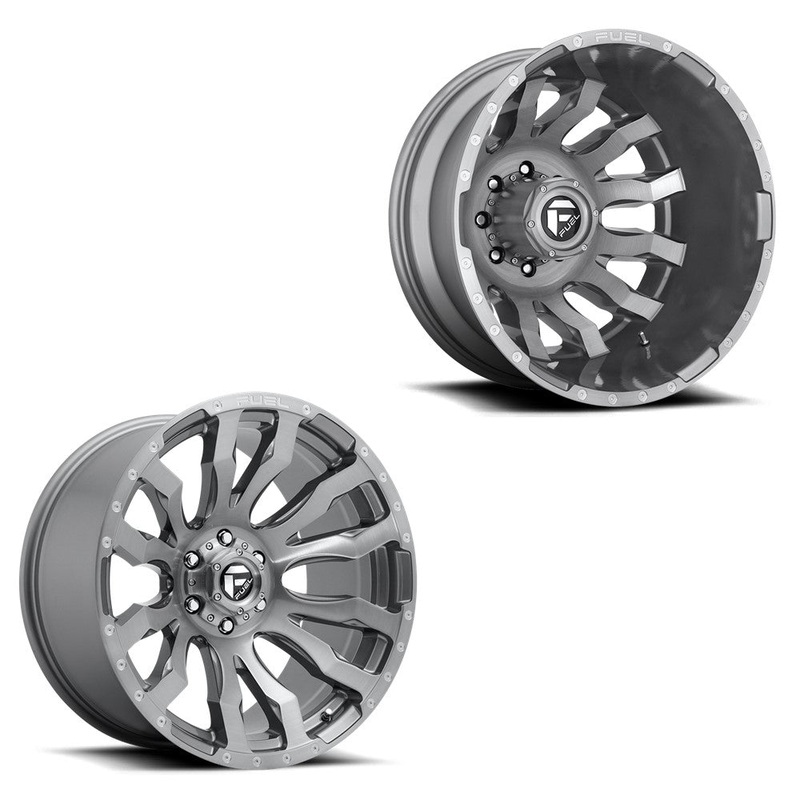 20x10 Fuel D693 Blitz Brushed Gunmetal 05-UP FORD DUALLY SUPER SINGLE Wheels 8 Lug Set of 6 (Fits UP to 13.50 tire)