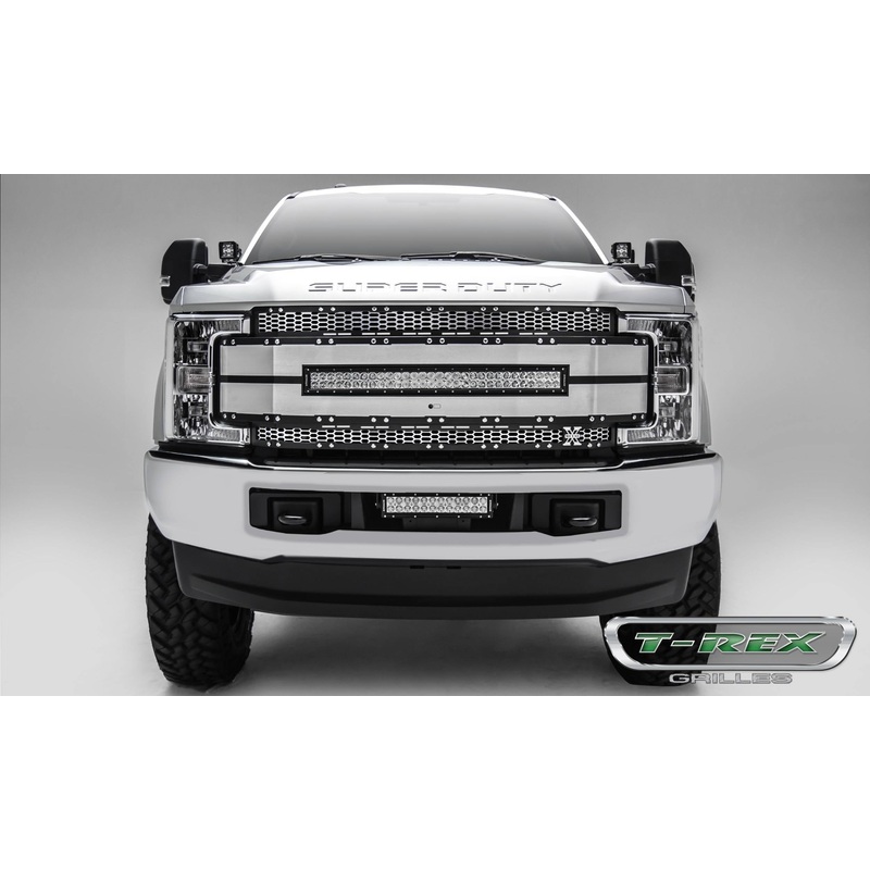 T-REX Grilles 6315495 Black Brushed Aluminum Laser Cut Pattern Grille Fits 2017-2019 Ford F-250 F-350 F-450 F-550