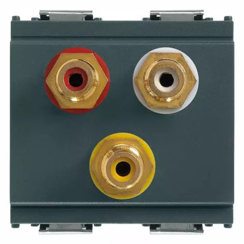 Vimar Socket with 3 RCA connectors grey - 16333