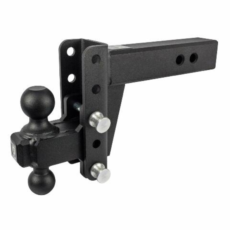 BulletProof Hitches - 2.5" Adjustable Extreme Duty Trailer Hitch (36,000 lb. Rating) - 4" Drop/Rise with 2" and 2 5/16" Dual Ball - Powder Coat, Solid Steel, Corrosion-Resistant