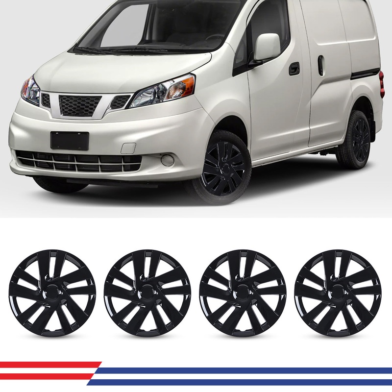 WINJET 15' Hubcaps Wheel Rims Cover for 2013-2021 NISSAN NV200 - Black Lacquer