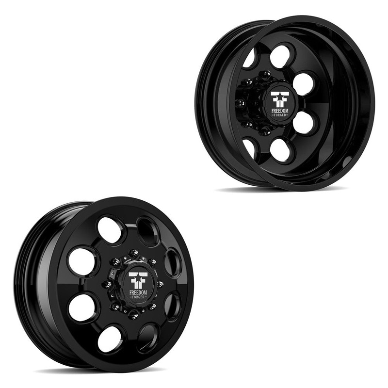 20x8.25 Freedom Forged FF01 Founder Gloss Black 11-UP GM DUALLY Wheels 8x210 Set of 6 (Fits UP to 12.50 tire)
