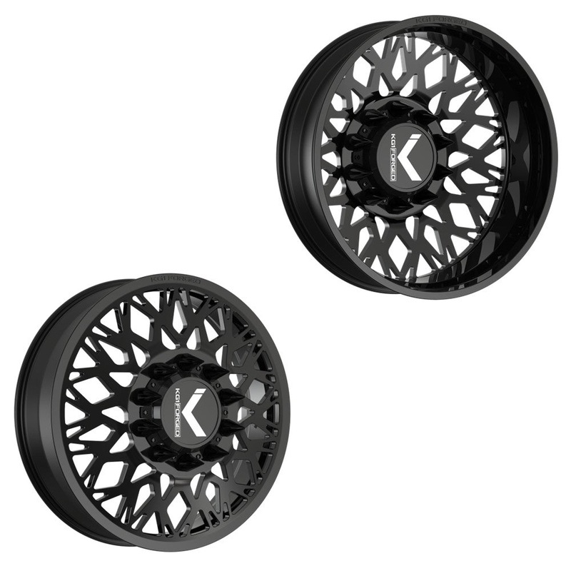 26x8.25 KG1 Forged KD056 Elevate Gloss Black 11-UP GM DUALLY Wheels 8x210 Set of 6 (Lug Nuts/Adapters Included) Fits up to 13.50 tire