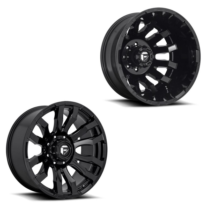 20x10 Fuel D675 Blitz Gloss Black 05-UP FORD DUALLY SUPER SINGLE Wheels 8 Lug Set of 6 (Fits UP to 13.50 tire)