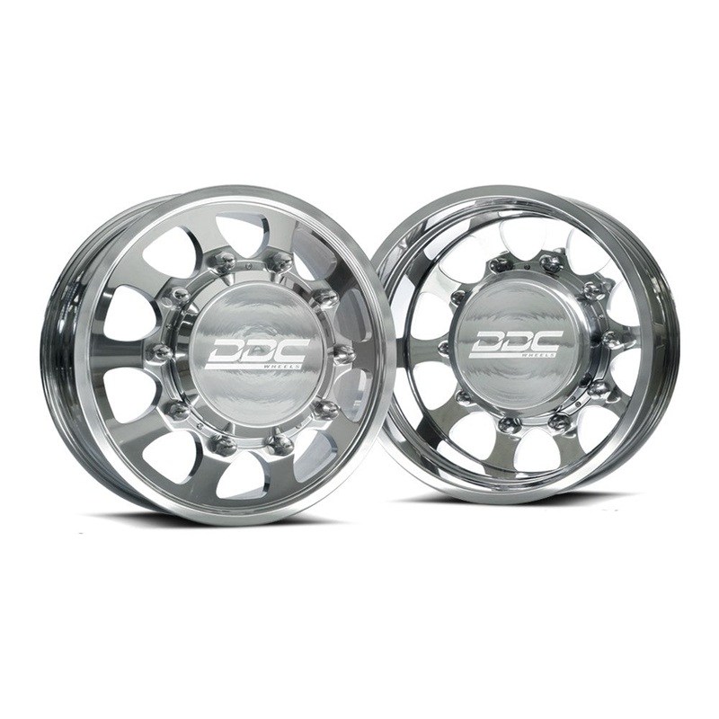 20x7.75 DDC The Shield Polished 05-UP FORD 19-UP DODGE DUALLY Wheels 8x200 Set of 6 (Lug Nuts Included) Fits Stock UP to 285 tire