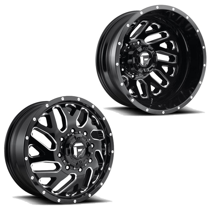 22x8.25 D581 Fuel Triton Black Milled PRE-11 GM DUALLY Wheels 8x6.5 Set of 6 (Fits Stock UP to 285 tire)