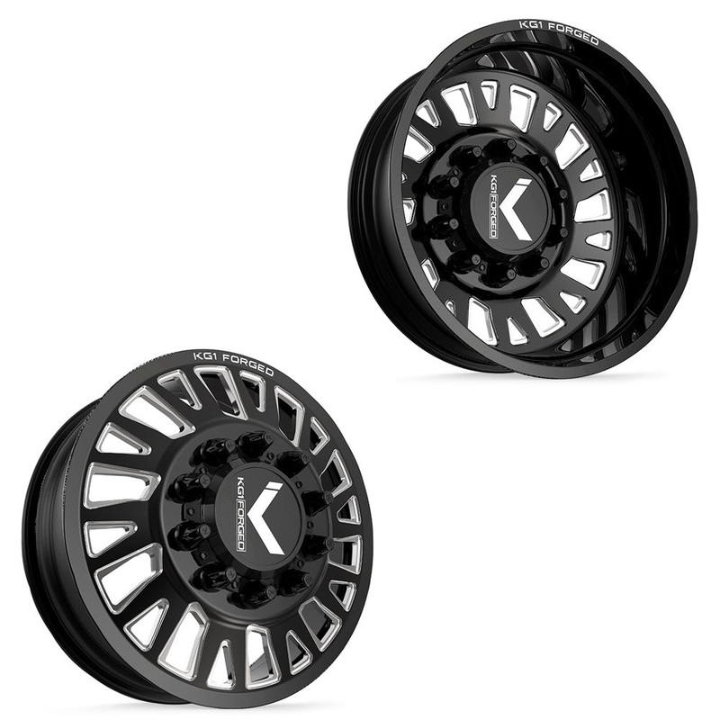 22x8.25 KG1 Forged KD001 Master Gloss Black Premium Milled 05-UP FORD Wheels 8x200 Set of 6 (Lug Nuts/Adapters Included) Fits UP to 13.50 tire
