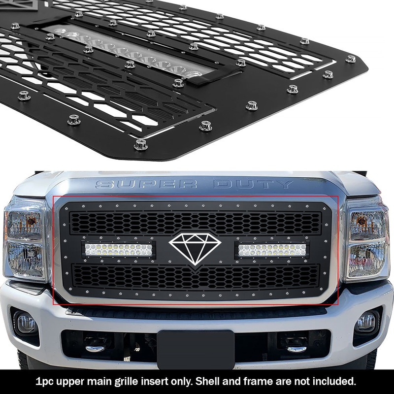 APS GR06LFH28L Main Upper Rivet Grille Fits 2011-2016 Ford F-250 SD