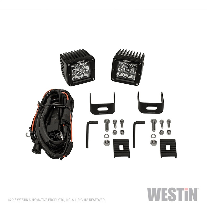 Westin 09-12200B-PR HyperQ LED Auxiliary Lights Flood Beam 3.2x3 in. 5W (Set of 2)