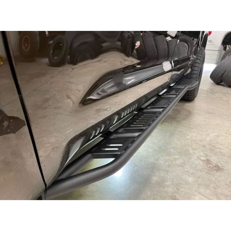 WESTCOTT DESIGNS 2007-2021 Toyota Tundra CrewMax Short Bed 15 Degree Angle Rocker Sliders - Black Powder Coated