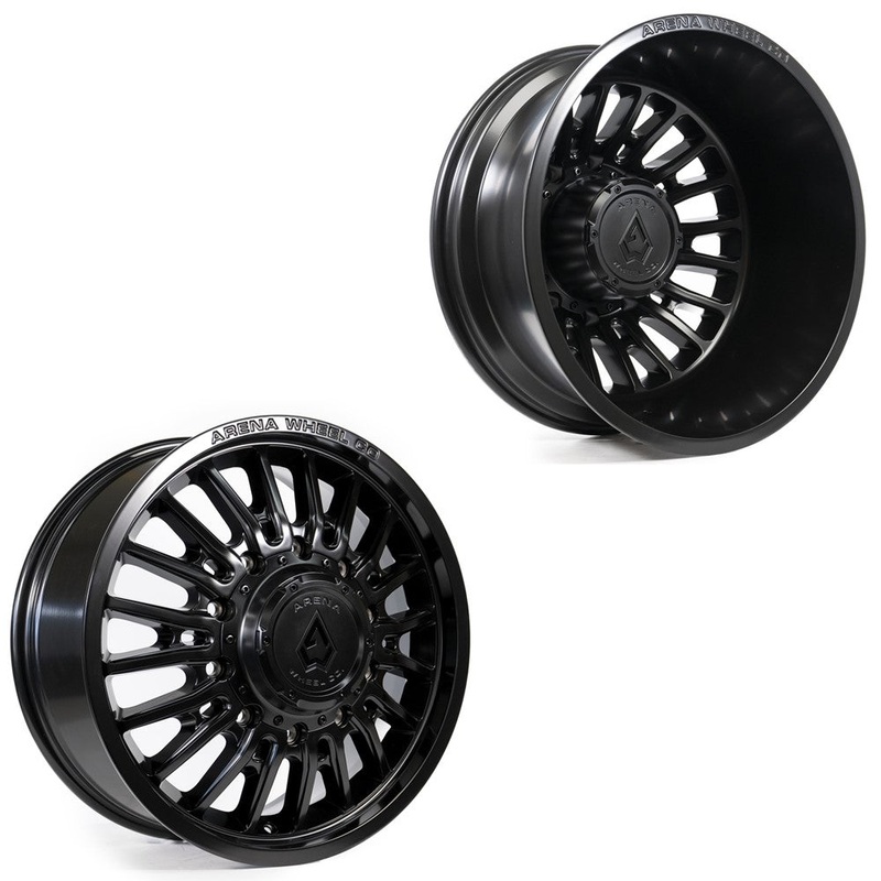 20x8.25 Arena A113 Thunder Satin Black FORD F-450/F-550 DODGE 4500/5500 DUALLY Wheels 10x225 Set of 6 (Fits UP to 12.50 tire)