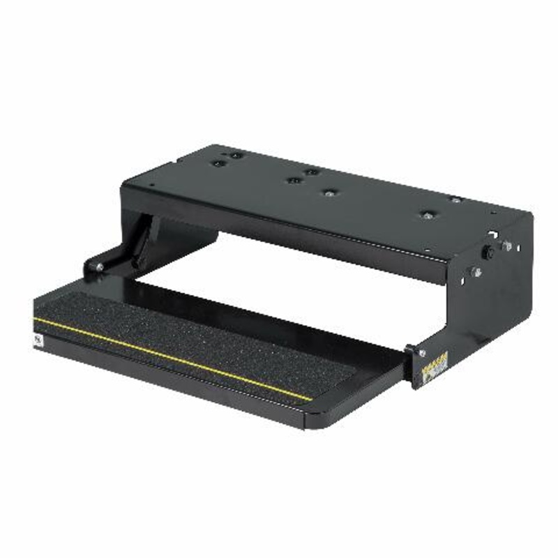 Kwikee 26 Series Electric Step Assembly, Standard Drive Operation, Power Switch Kit Compatible with RV, Travel Trailers, Hidden Light, 8.5" Step Rise, Anti-Slip Surface, 12V DC Motor, Steel Construction - 3711361