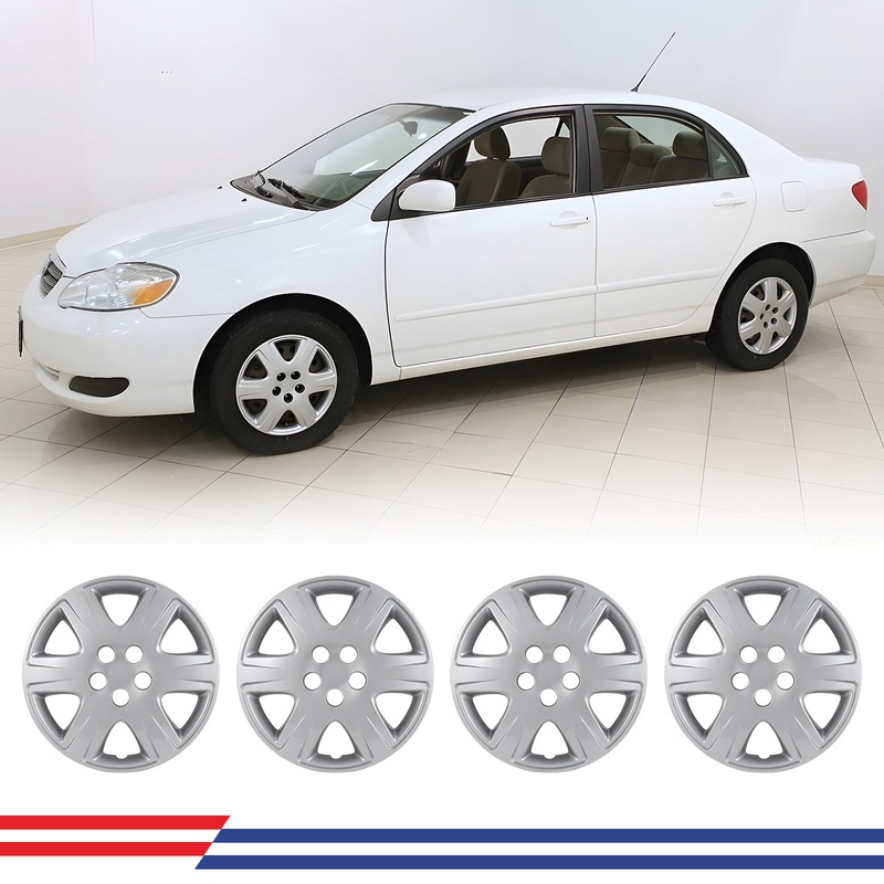 WINJET 15' Hubcaps Wheel Rims Cover for 2005-2008 TOYOTA COROLLA - Sliver
