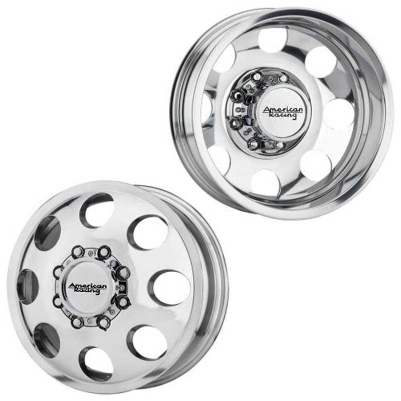 16x6 American Racing AR204 Polished PRE-11 GM PRE-19 DODGE PRE-99 FORD DUALLY Wheels 8x6.5 Set of 4 (Fits Stock Tire Sizing)