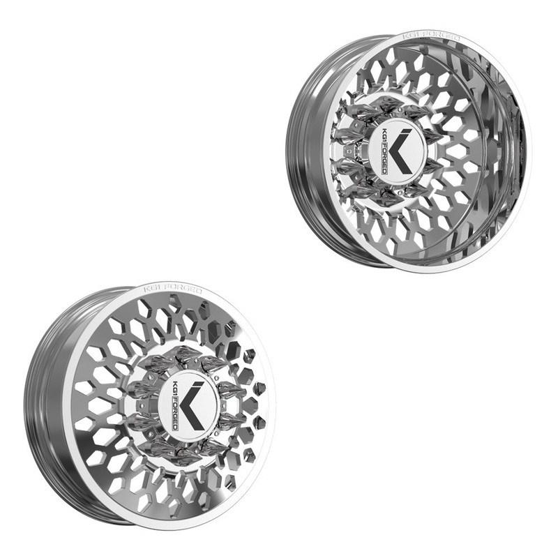 22x8.25 KG1 Forged KD066 Glitz-D Polished 11-UP GM DUALLY Wheels 8x210 Set of 6 (Lug Nuts/Adapters Included) Fits UP to 13.50 tire